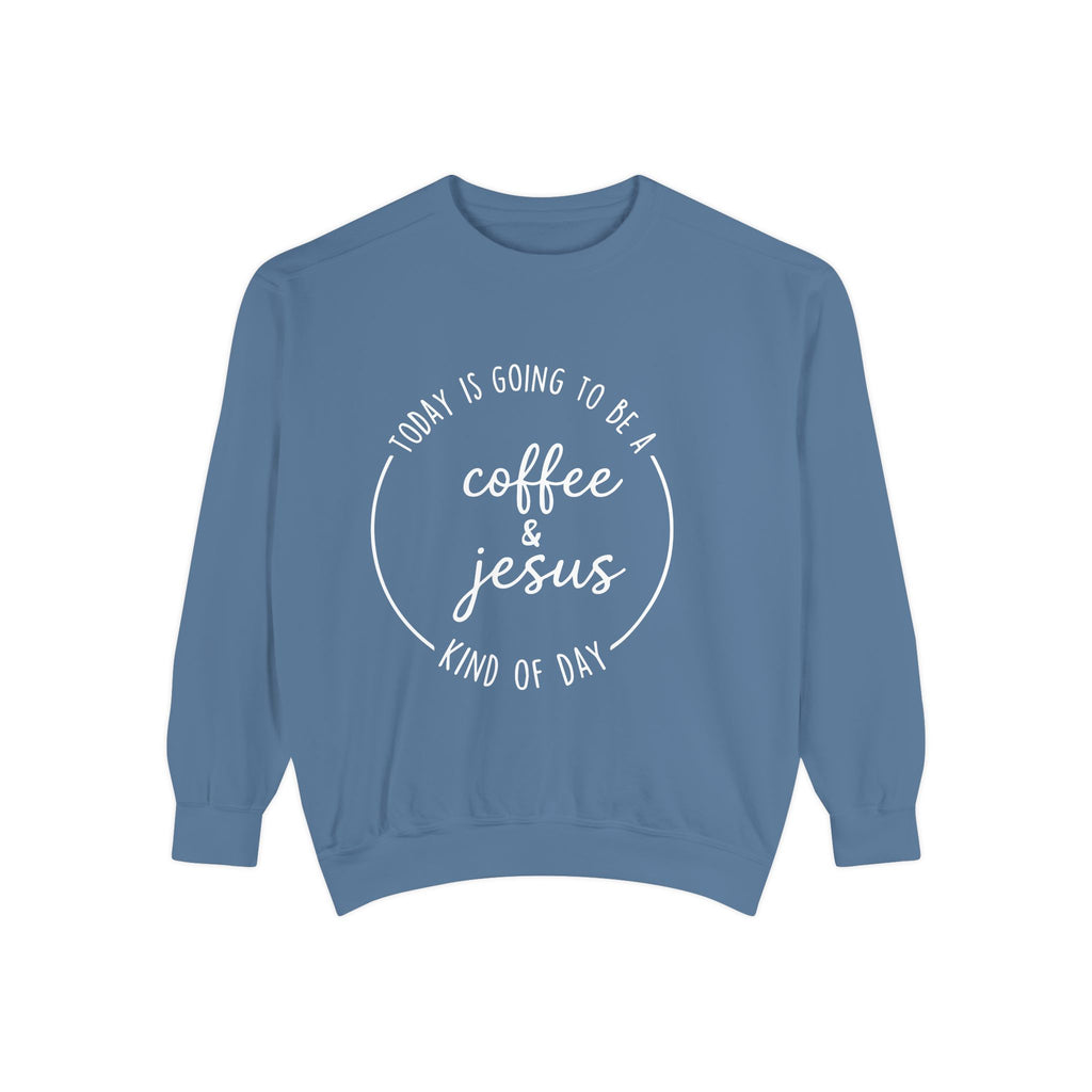 Christian Sweatshirt “Coffee and Jesus Kind of Day” | Faith-Based Crewneck