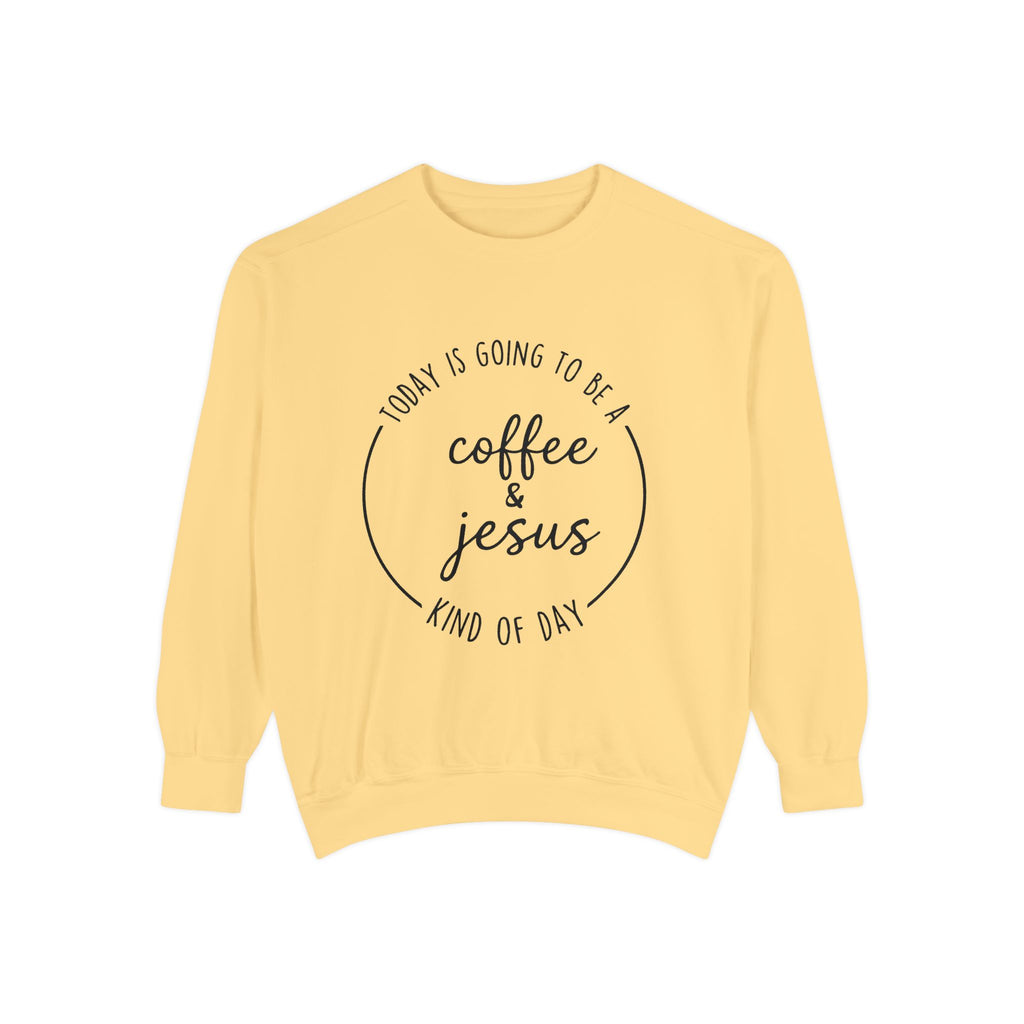 Christian Sweatshirt “Coffee and Jesus Kind of Day” | Faith-Based Crewneck